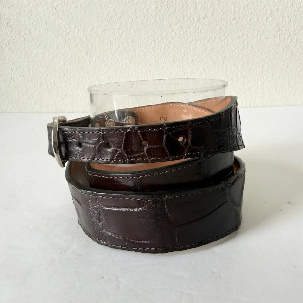 Rod Patrick Mens Western Belt Brown Genuine Caiman Leather 1.5